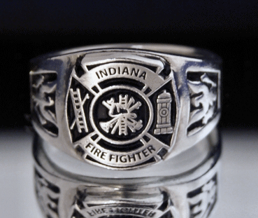 Maltese Cross Indiana Firefighter Ring Sterling Silver  